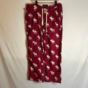 Abercrombie & Fitch Men's Burgundy Moose Print Lounge Pants Pajama Bottoms M